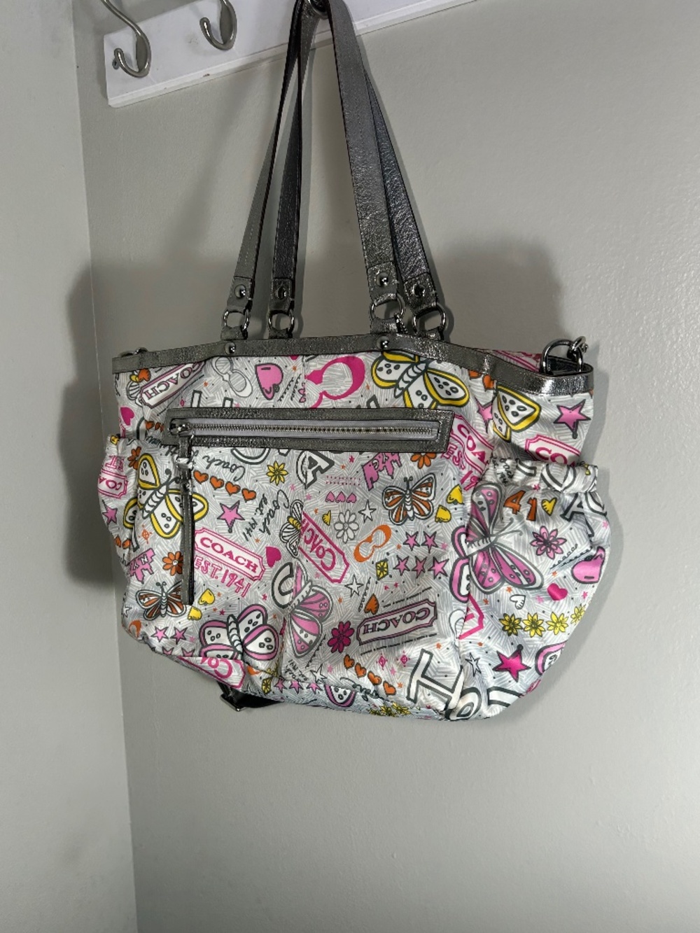 Coach Butterfly Large Bandana Grafitti Bag Purse Work Bag Diaper Bag Gym Bag
